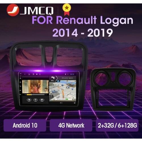 JMCQ 2din 2G+32G Android 10 DSP Car Radio Multimidia Video Player For Renault Logan 2 Sandero 2 2012-2019 Navigation GPS 2 din