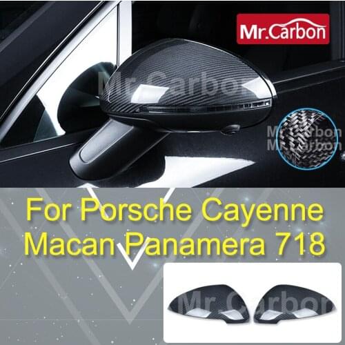 Car Carbon Hiber Rearview Mirror Decorative Shell Protective Cover For Porsche Maca Paramela Cayenne 718 Exterior Accessories