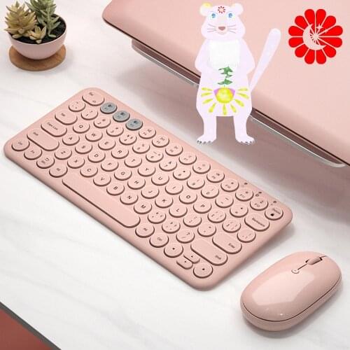 Wireless Bluetooth Silent Mini Gaming Keyboard Mouse Combo Round Button Keyboard Mouse Kit For iPad iPhone Phone Laptop PC Gamer