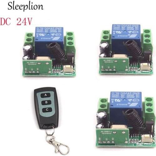 Sleeplion DC 24V 1CH Channel Wireless RF Remote 3-key Switch ON/OFF Transmitter 3 Receiver 24V Teleswitch Wireless Module