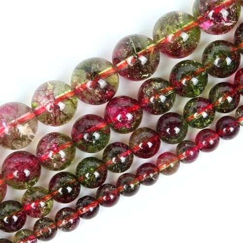 Watermelon Crystal Stone Beads Round Loose Beads For Jewelry Making Bracelet DIY Accessories Needlework Strand 4/6/8/10/12MM