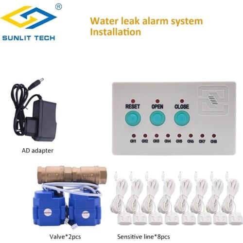 Russian Shipping Water Leakage Sensor for Smart House with 2pcs DN15 Valve Water Leak Protection against Flood Overflow Sensor