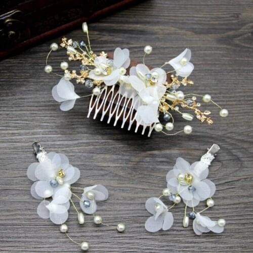Blue Green Pink White Red Flower Hair Combs Wedding Bridal Head Jewelry Women Prom Headpiece Hair Accessories Bridal Hair Comb