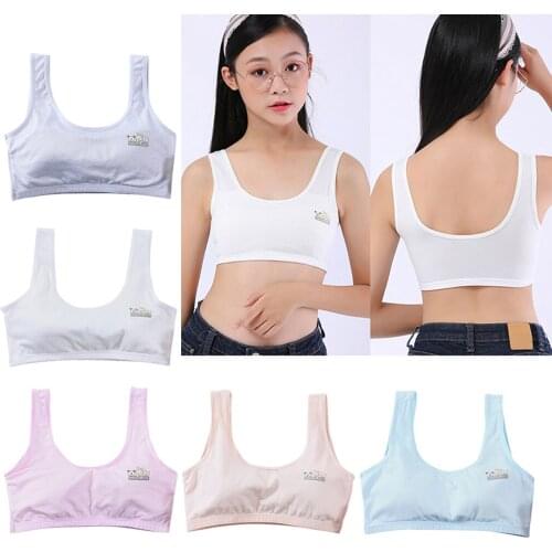Cotton Soft Teenage Girls Underwear Bras Sports Kids Puberty Girl Bra Young Students Sport Training Bra for Children Underwears