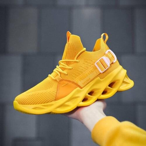 Hot Sale Yellow Blade Shoes Men Trainers Breathable Cheap Male Shoes Casual Mesh Lightweight Sock Men Sneakers zapatillas hombre