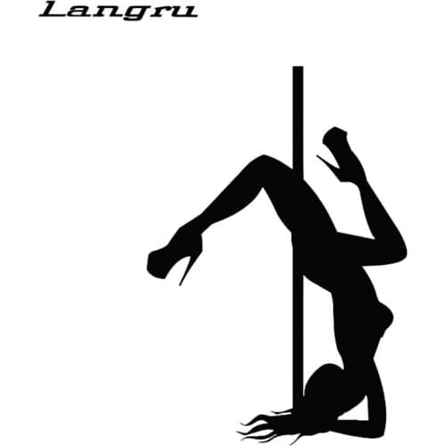 Langru 9*13CM Sexy Girl Pole Dancing Popular Fashion Style Vinyl Decal Cartoon Car Sticker Accessories Jdm