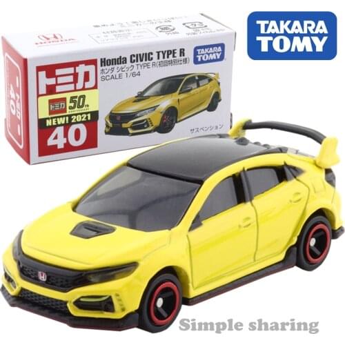 Takara Tomy Tomica 40 Honda CIVIC Type R Vehicle Diecast Model Launch Edition Car Hot Pop Kids Toys Motor Collectibles New