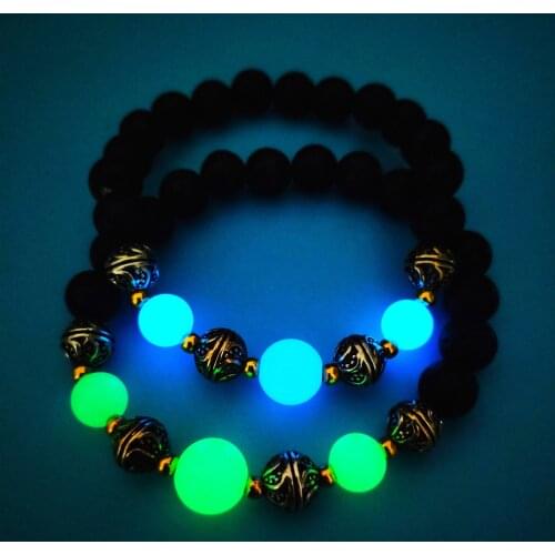 Fashion Man Natural Volcanic Stone Luminous Beads Bracelet Elastic Anti Fatigue Bracelet Mens and Womens Yoga Energy Jewelry