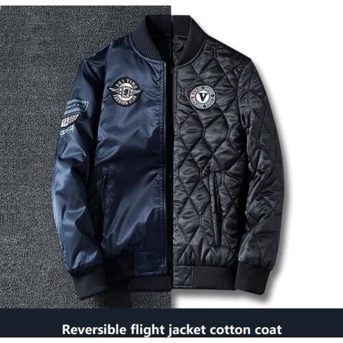 Men Bomber Jacket Air Force Flight Jacket Autumn and Winter Baseball Uniform Large Size Double-sided Wear Jacket Cotton Jacket