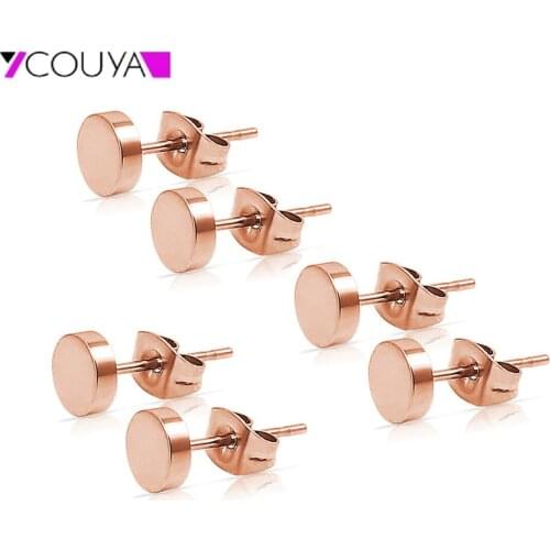 3 Set of Stainless Steel Anti-allergy Stud Earrings Geometric Earrings for Sensitive Ear Shiny Mini Size Womens Fashion Jewelry