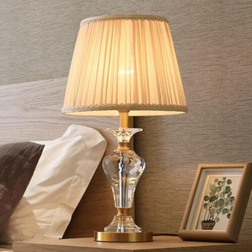 European style living room copper crystal table lamp luxury simple modern dimmable bedroom bedside lamp free shipping