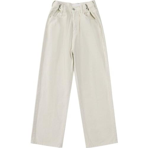 2021 New Baggy Womens Jeans Spring Casual Y2K High Waist Straight Pants Design Feel Button Fashion Girl Student Denim Trouser