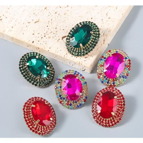 JIJIAWENHUA 2021 New Multicolor Sparkling Rhinestone Womens Earrings Dinner Party Fashion Jewelry Accessories