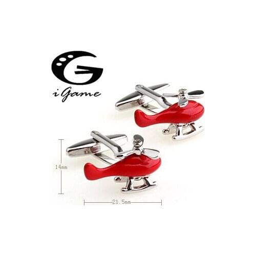 New Arrival High Quality Gifts for Men Designer Cuff links Copper Material Red Helicopter Design CuffLinks Free Shipping