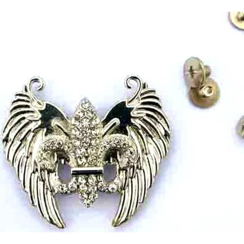 New arrived womens crystals metal wing charm short long boot screw shoes button fashion decorative ornament accessories