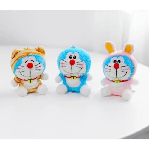 New 20PCS Doraemon Cosplay Cat 4” 10CM Plush Keychain Pendant Plush Doll