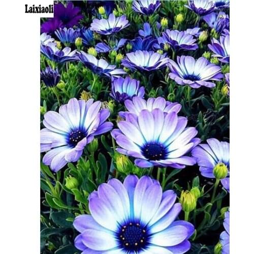 Full Square Diamond Embroidery Wildflower daisy blue Cross Stitch Rhinestone 5D DIY Diamond Painting mosaic icon Decor Home Gift