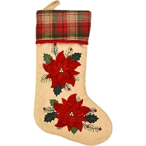 Christmas Stocking 18" Gnome Flower Xmas Stockings for Fireplace Hanging Christmas Decorations Holiday Party Decor