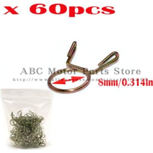60Pcs Fuel Line Hose Tubing Spring Clip Clamp 8mm or 9mm For Motorcycle ATV Scooter