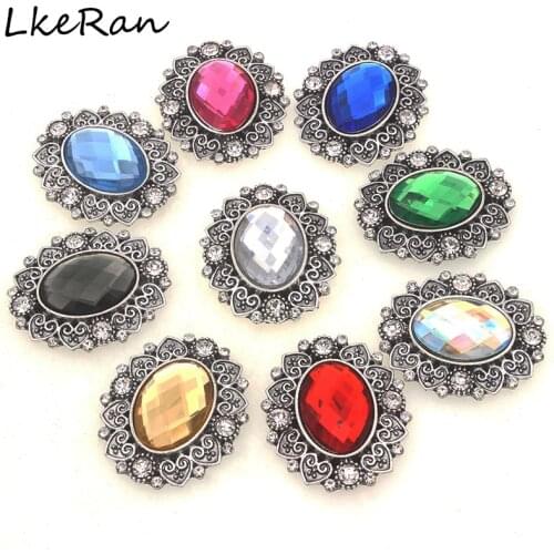 10Pcs 25X30MM NEW Alloy Rhinestone Acrylic Buttons Craft Sewing Diy Handmade Weding Embellishmen Clothing Decorative Accessories