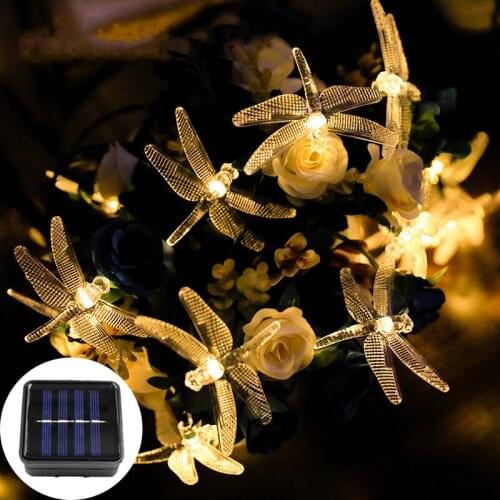 Dragonfly Solar Led Light Outdoor Garland LED Fairy Lights String Solar Powered for Garden Decor Outdoor Christmas Lights Decor