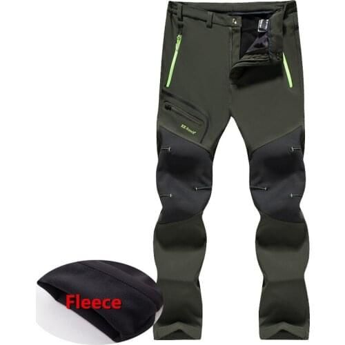 Tactical Waterproof Hiking Pants Mens Winter Breathable Stretch Softshell Fleece Lined Pants Outdoor Sport Autumn Trekking Pant