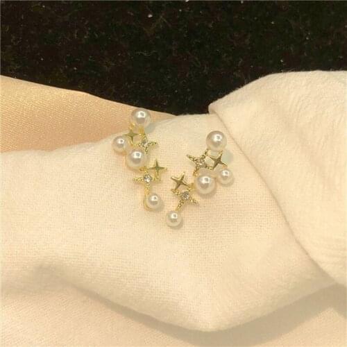 Temperament Sweet Star Pearl Stud Earrings Wedding Party Jewelry Accessories Girl Gift Korean Fashion Women Earrings 2021