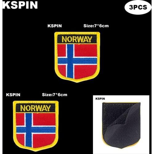 National Flag Patch Hook Loop Norway Badges Armband 3D Stick on Jacket Backpack Stickers