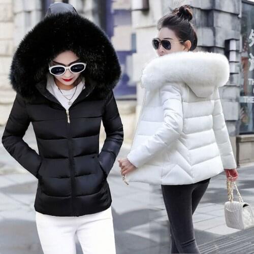 Large Size 5XL 6XL Womens Winter Jacket Fashion White Black Coat Female Big Fur Winter Hooded Parkas Warm Short Outwear