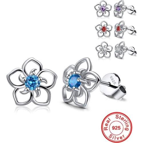 Hot Fashion 925 Sterling Silver Color Earrings Lucky Bauhinia Earring For Women Colorful Gemstone Fine Jewelry Birthday Gift