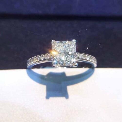 Emerald 925 Sterling silver rings finger Simple Princess cut Diamond Elegant Ring for Women Engagement Wedding Fine jewelry