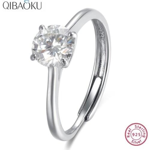 Moissanite 925 Sterling Silver Rings Open Adjustable Finger Ring for Women Wedding Engagement Rings Fine Jewelry