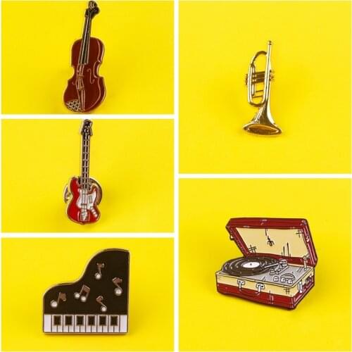 Musical Instrument Pin Badges On Clothes Enamel Pins Guitar Icons Cute Metal Badges Stripes For Clothes Badge For Jeans Jacket