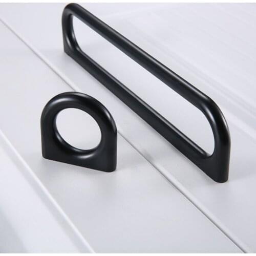 1Pc Black Simple Style Cabinet Handle Single Ring Kitchen Door Knobs Cupboard Wardrobe Drawer Pulls Furniture Hardware