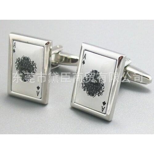10pairs/lot Classic Silver Poker Ace Of Spades Cufflinks Enamel Copper Cuff Links Mens Jewelry Gift Wholesale