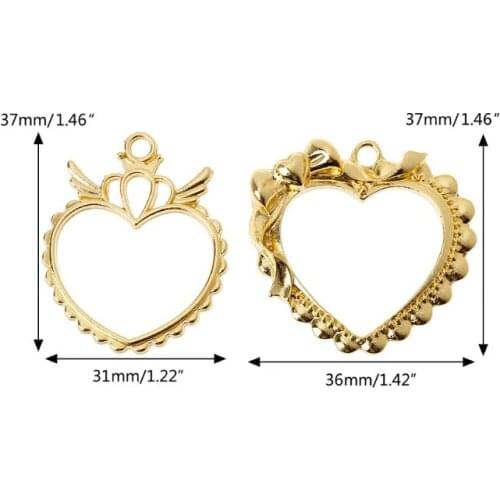 2Pcs Bowtie Wing Heart Resin Blank Frame Pendant Open Bezel Resin Jewelry Making W0YA