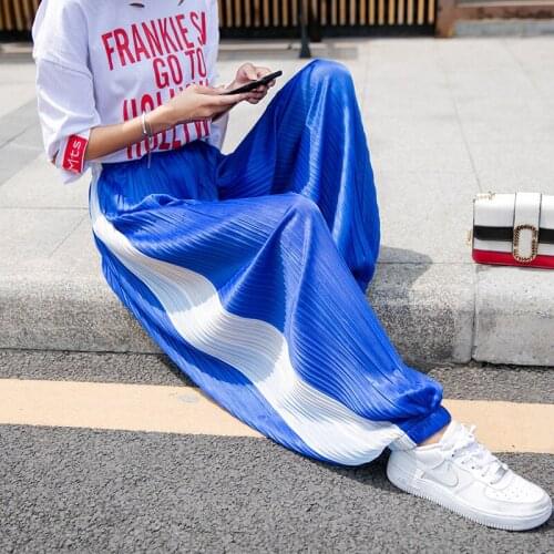2021 Summer Pleated Baggy Wide Leg Pants Thin Streetwear Casual Loose Trousers Female High Waist Korean Fashion Women Plus Sizes
