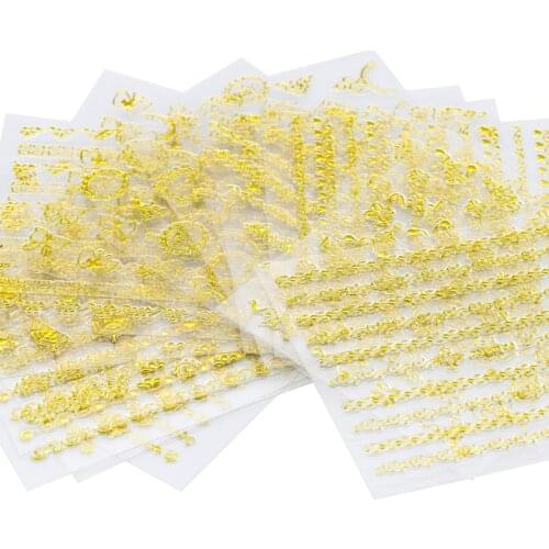 30Pcs/Lot Nail Stickers 3D Gold Heart/Butterfly Pattern Nail Glitter For Gel Polish Nail Art Transfer Stickers Decals NL24