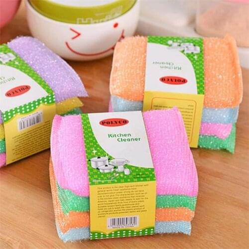 4pcs Kitchen Dish Cloth Non-stick Oil Cheaper Double-layer Absorbent Microfiber Household Cleaning Wiping Towel Kitchen Tools
