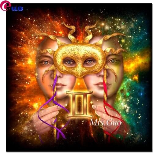 5D Diamond Embroidery Zodiac Gemini Full Square/Round Diamond Painting Cartoon Picture Of Rhinestones Mosaic Wall Decor