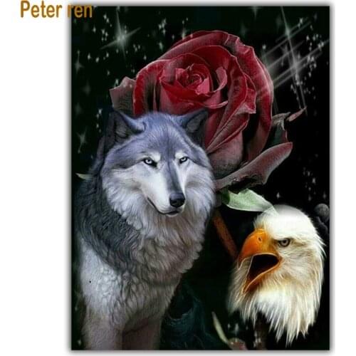 Diamond painting cross stitch Home Decor animal 5d Square\Round diamond mosaic Full Diamond embroidery Bald Eagle King Wolf rose