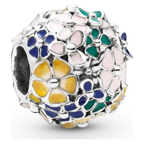 Free Shipping Authentic 925 Sterling Silver Classic Flower Bouquet Charm Fit Original Pandora Bracelet For Women DIY Jewelry