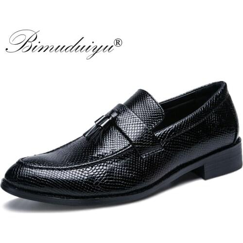 BIMUDUIYU Microfiber Leather Formal Business Oxfords Shoes Handmade Italian Style Men Dress Footwear Office Designer Shoes Men