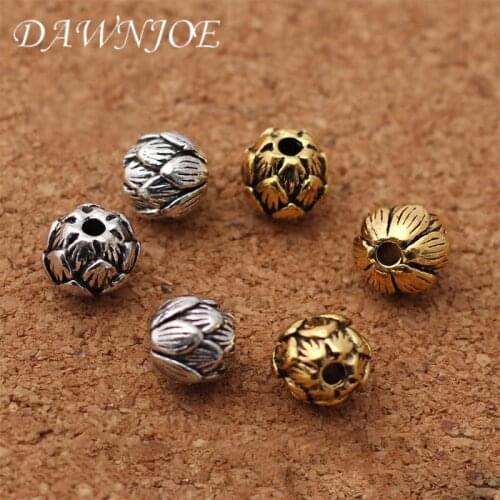 10pcs 9*10mm Vintage Clan Lotus Spacer Beads Buddhist beads DIY Making Bracelet Jewelry Supplies Accessories Finding