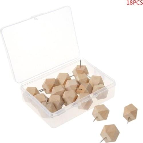 Wooden Thumbtack Board Pins Pushpins Drawing Photo Wall Studs Nail School Suppy T8DB