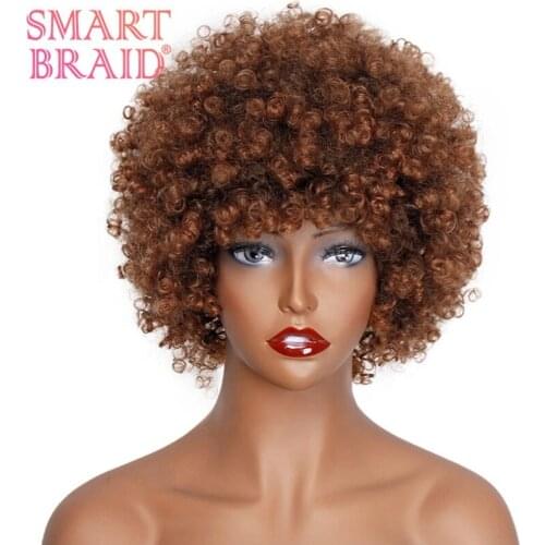 Cheap Synthetic Wholesale Black Afro Kinky Curly Short Bob Wig With Bangs For Black Women Synthetic Hair Wigs