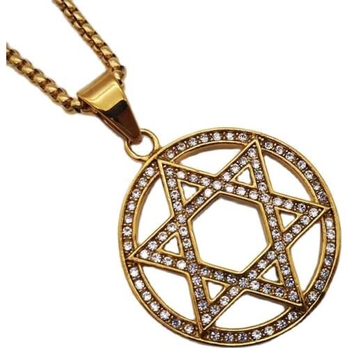 New Jewish Jewelry27'' Magen Star of David Pendant Necklace Women Men Chain Bijoux 316 Stainless Steel Israel Necklace CAGF0088