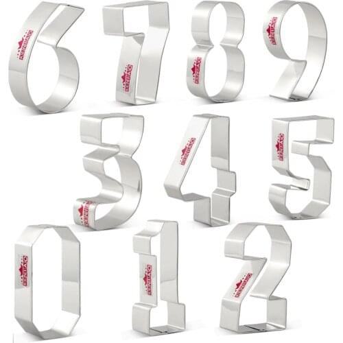 KENIAO Numbers Cookie Cutter for Kids Birthday Party - Number 0,1,2,3,4,5,6,7,8,9 Biscuit and Fondant Cutters - Stainless Steel