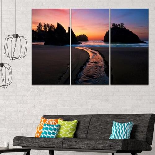 Canvas Painting Landscapes Beach Silhouette Rocks 3 Pieces Wall Art Painting Modular Wallpapers Poster Print Home Decor