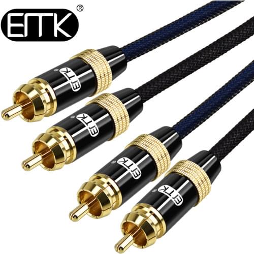 EMK 2RCA Subwoofer Cable Audio Cable 2RCA to 2RCA Cable 1m 2m 3m Male to Male Stereo Audio Amplifier Mixer Speaker DVD Cable